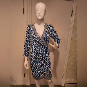 J. McLaughlin | Blue Faux Wrap Cloth Dress